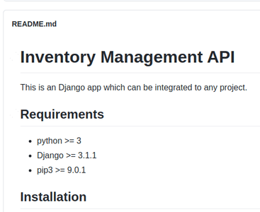 Screenshot of Inventory Management API